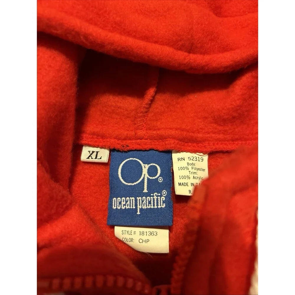 Vintage 80s Ocean pacific Red Surfing Surf Cover Up Jacket Soft Size XL
